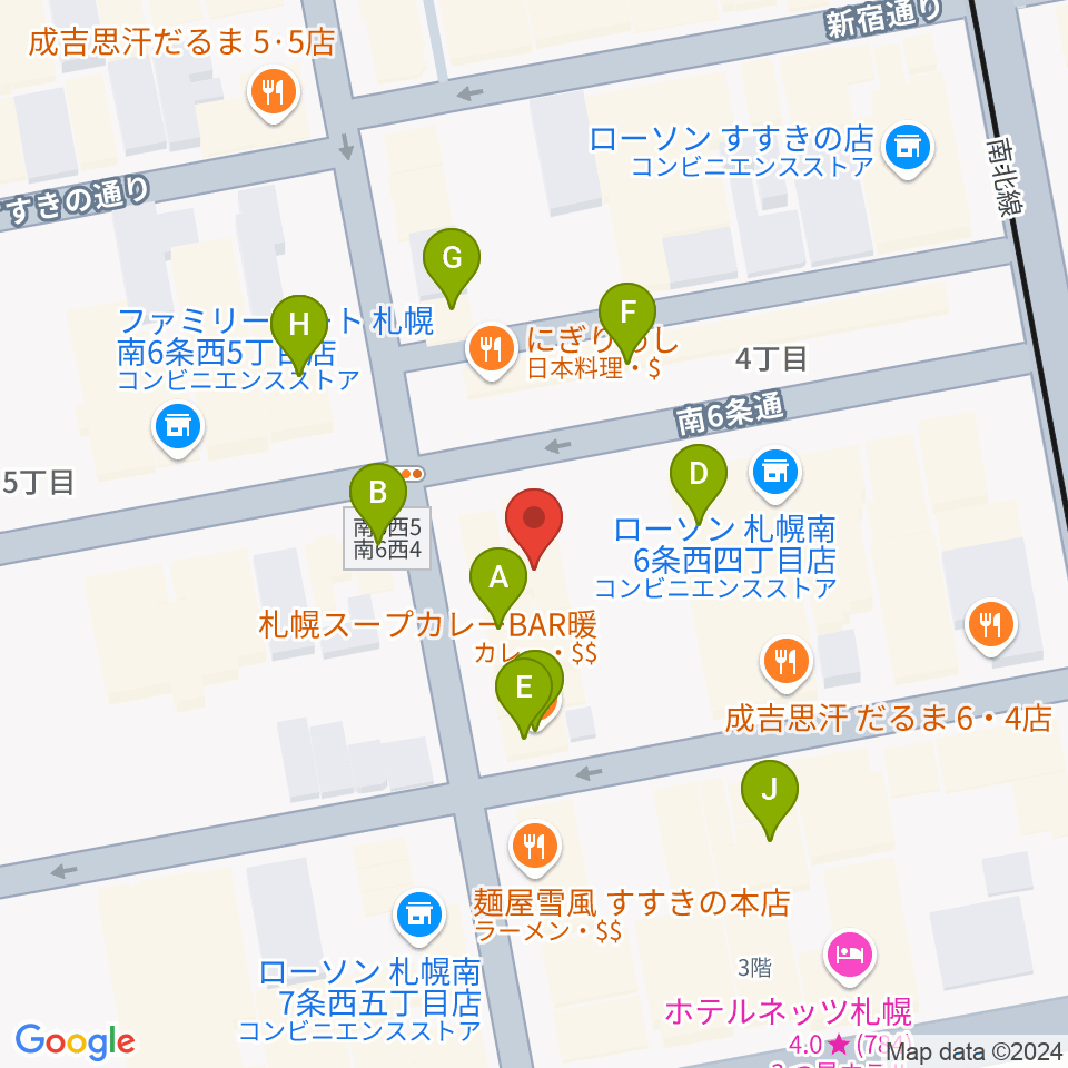 札幌クレイジーモンキー周辺のカフェ一覧地図