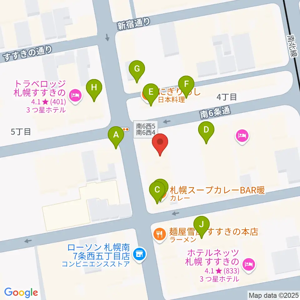 札幌クレイジーモンキー周辺のカフェ一覧地図