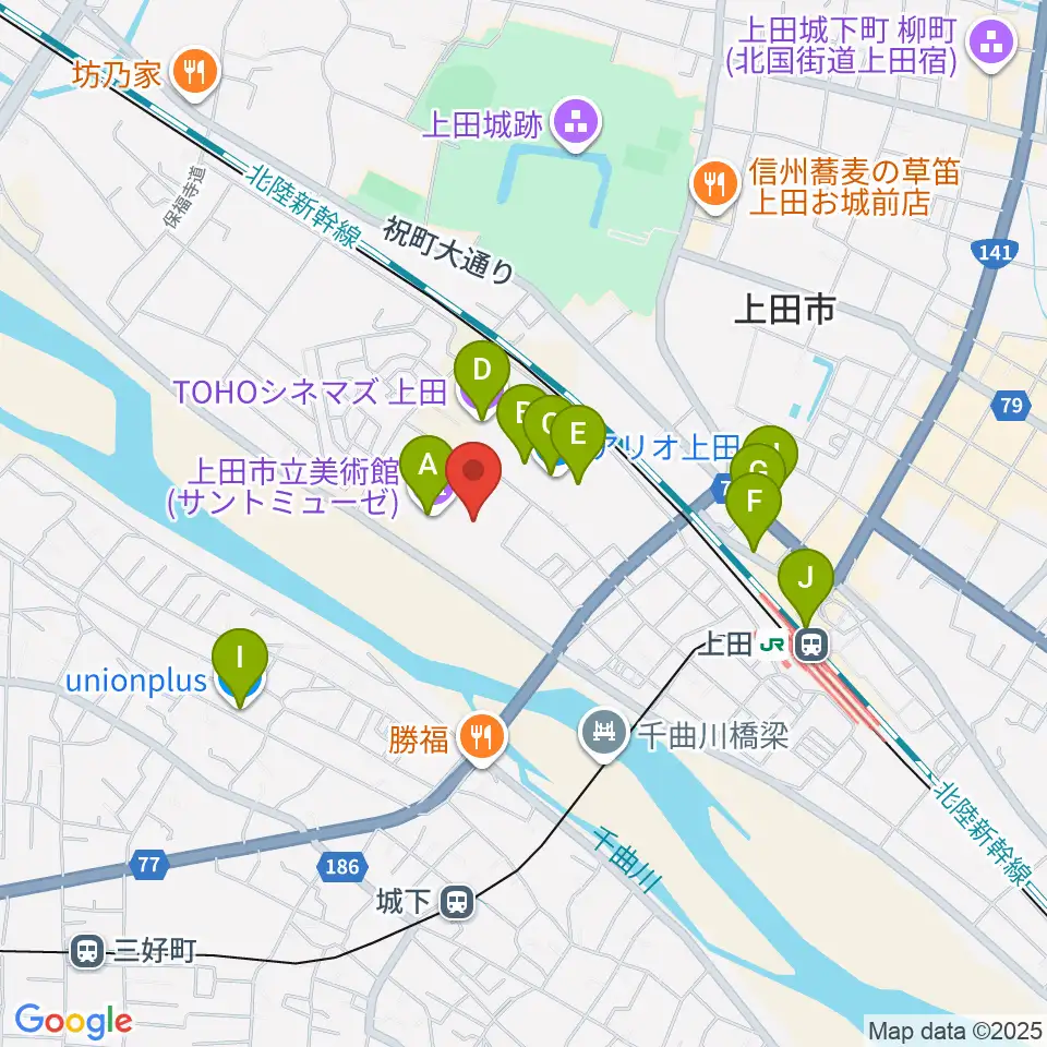 サントミューゼ周辺のカフェ一覧地図