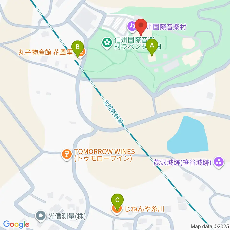 信州国際音楽村 ホールこだま周辺のカフェ一覧地図