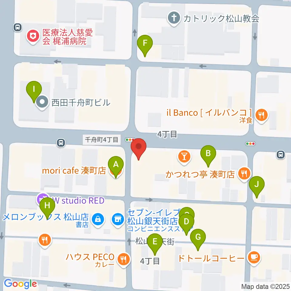 松山Double-u Studio周辺のカフェ一覧地図