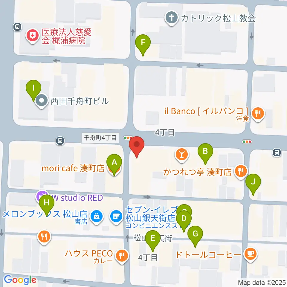 松山Double-u Studio周辺のカフェ一覧地図