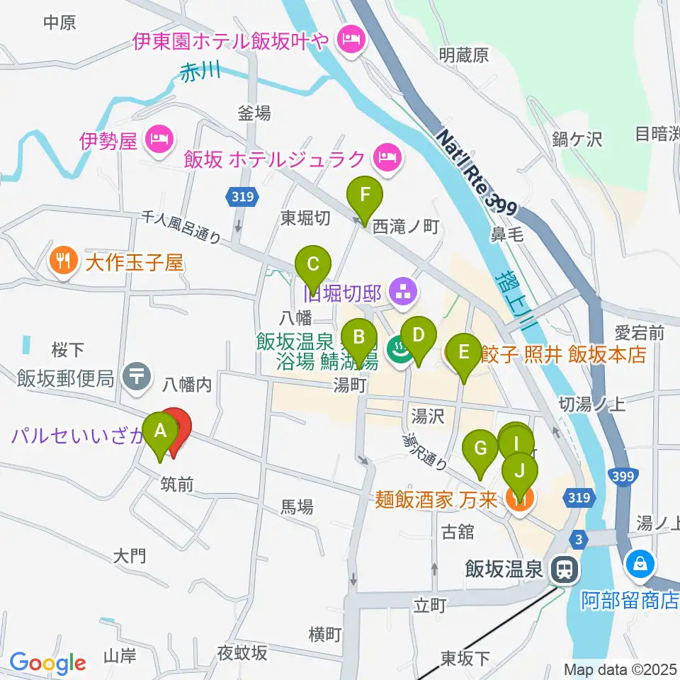パルセいいざか周辺のカフェ一覧地図