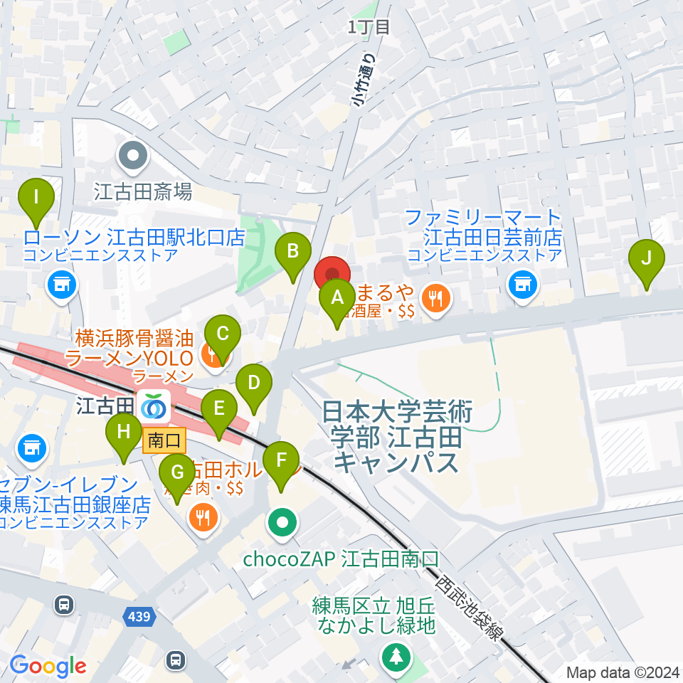 江古田クラブドロシー周辺のカフェ一覧地図