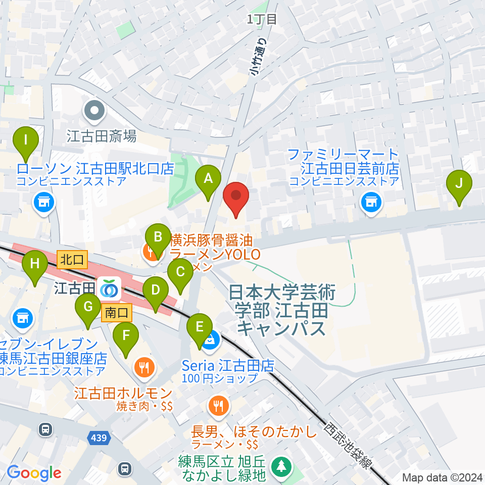 江古田クラブドロシー周辺のカフェ一覧地図