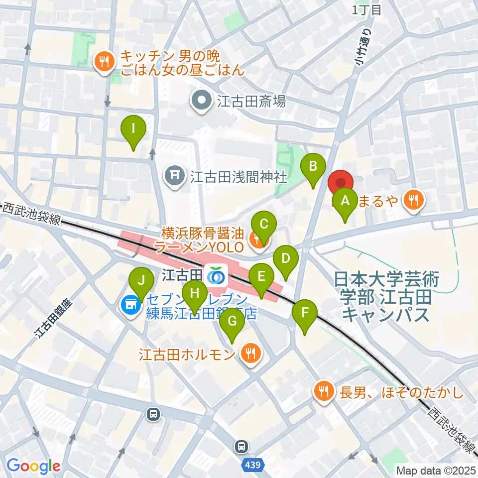 江古田クラブドロシー周辺のカフェ一覧地図
