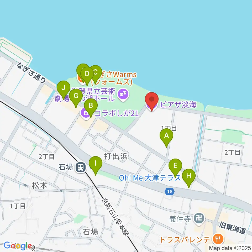 ピアザ淡海 ピアザホール周辺のカフェ一覧地図