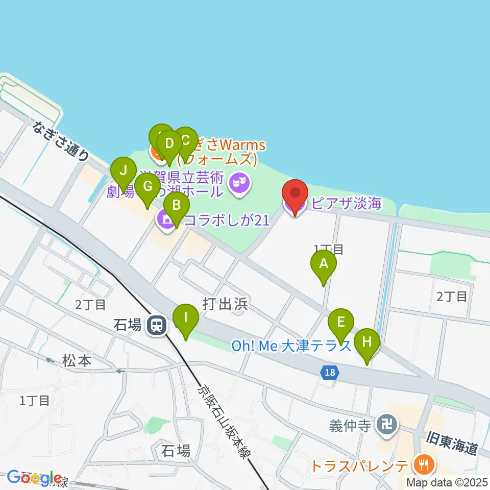 ピアザ淡海 ピアザホール周辺のカフェ一覧地図