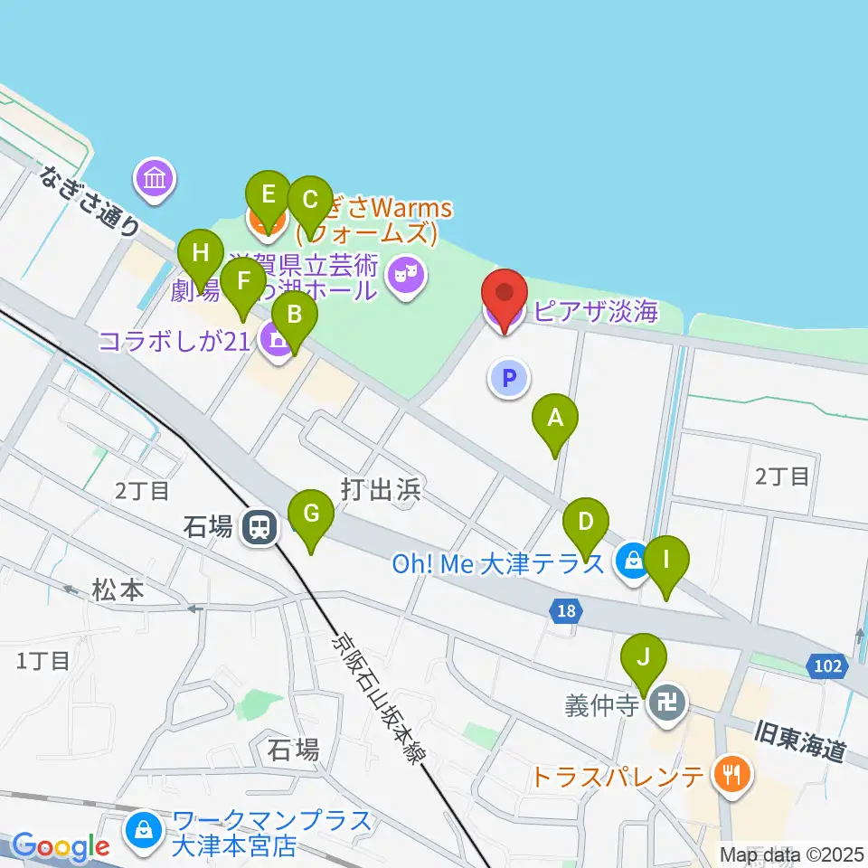 ピアザ淡海 ピアザホール周辺のカフェ一覧地図