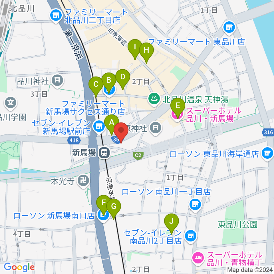 六行会ホール周辺のカフェ一覧地図