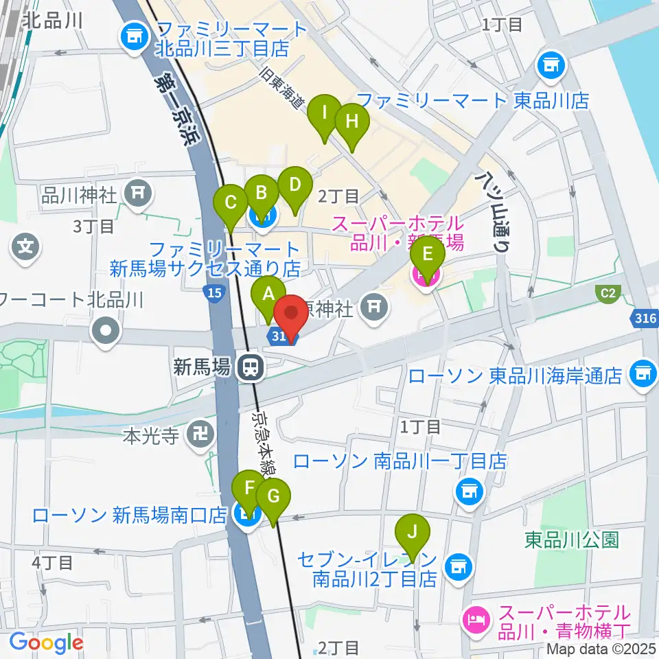 六行会ホール周辺のカフェ一覧地図