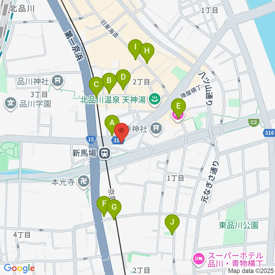 六行会ホール周辺のカフェ一覧地図