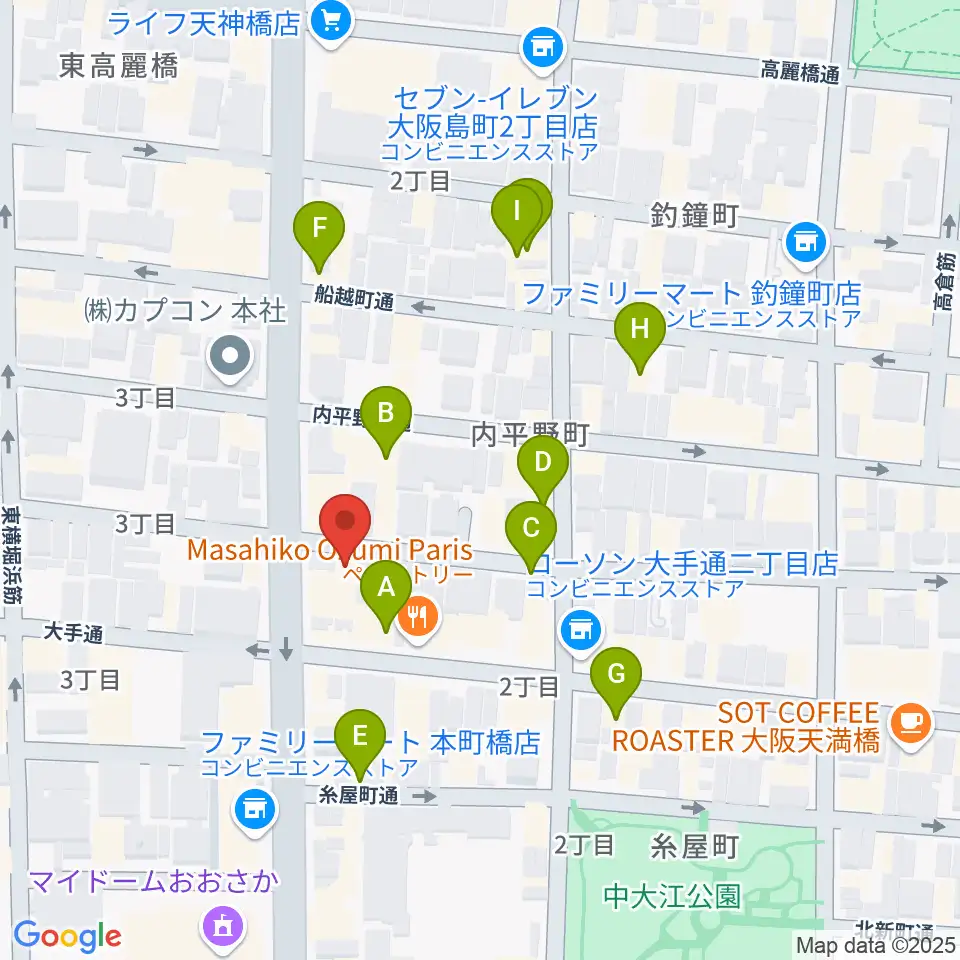 SKS音楽教室周辺のカフェ一覧地図