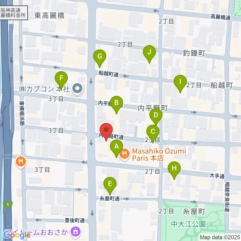 SKS音楽教室周辺のカフェ一覧地図