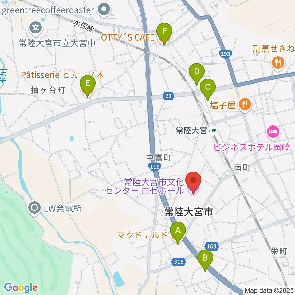 常陸大宮市文化センター ロゼホール周辺のカフェ一覧地図