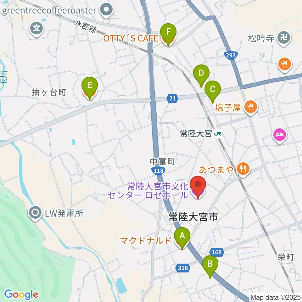 常陸大宮市文化センター ロゼホール周辺のカフェ一覧地図