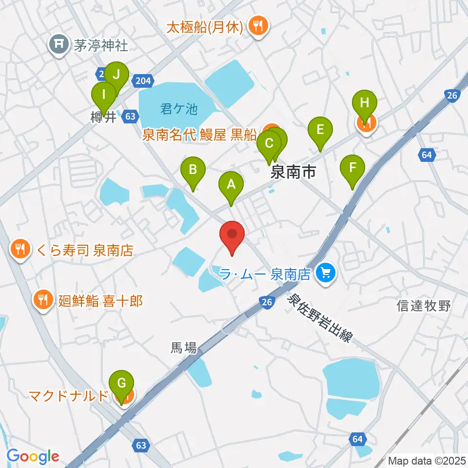 泉南市立文化ホール周辺のカフェ一覧地図