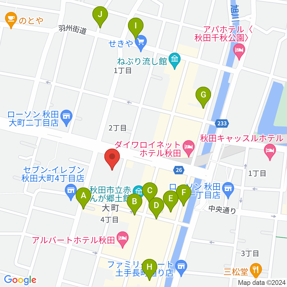 秋田THE CAT WALK周辺のカフェ一覧地図