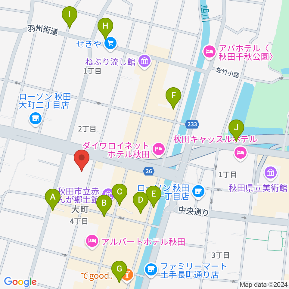 秋田THE CAT WALK周辺のカフェ一覧地図