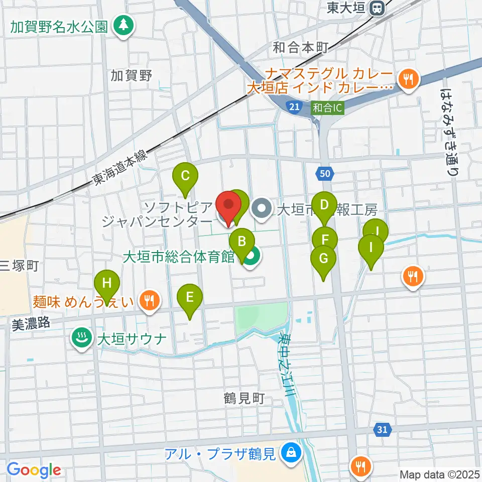 ソフトピアジャパンセンター周辺のカフェ一覧地図