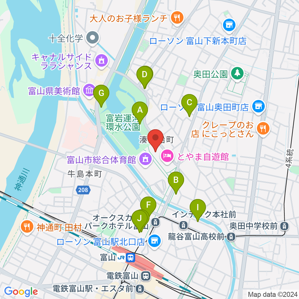 富山県民共生センター サンフォルテ周辺のカフェ一覧地図