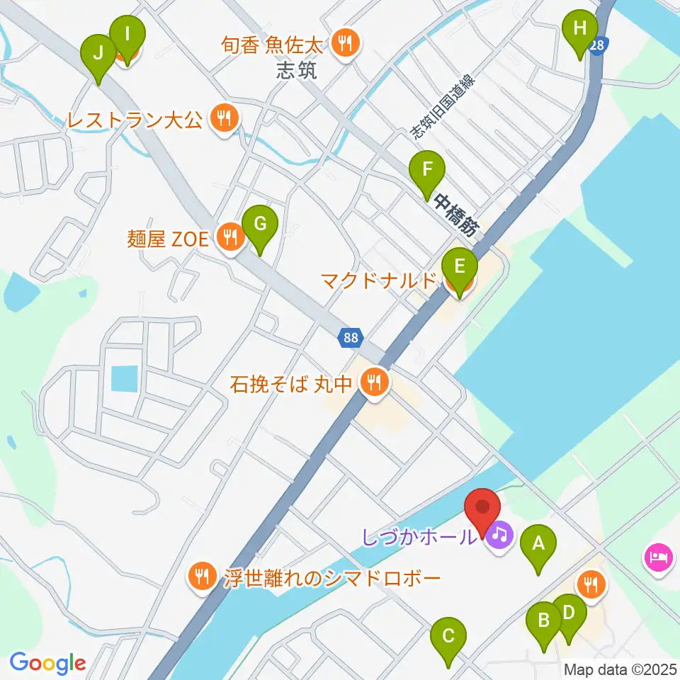 淡路市立しづかホール周辺のカフェ一覧地図