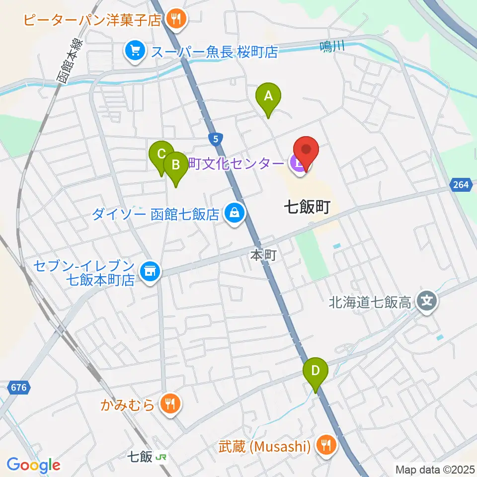 七飯町文化センター周辺のカフェ一覧地図