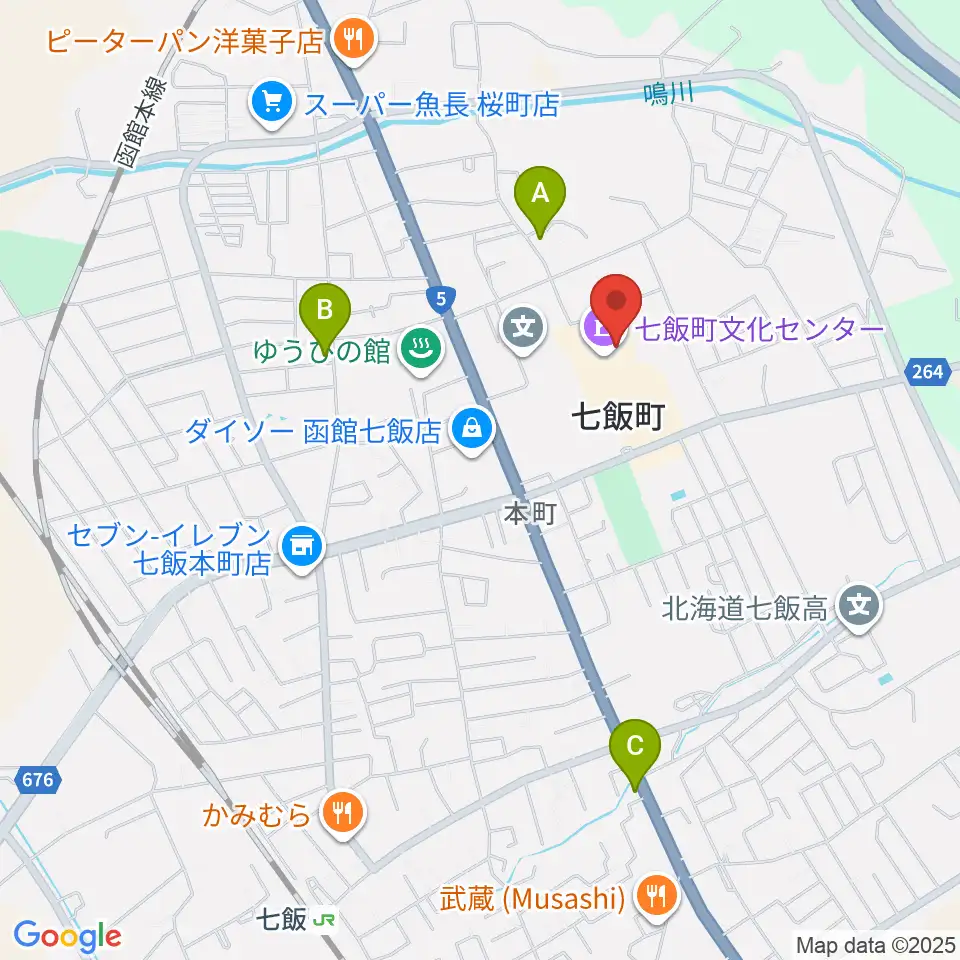 七飯町文化センター周辺のカフェ一覧地図
