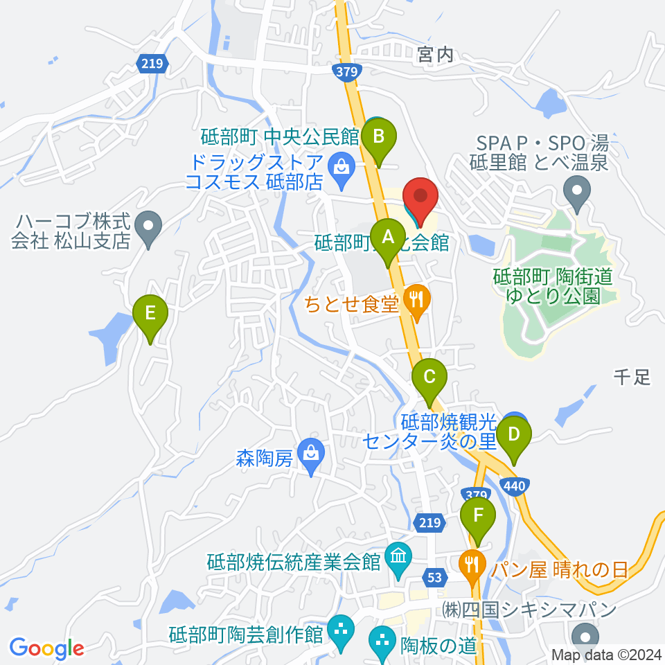 砥部町文化会館周辺のカフェ一覧地図