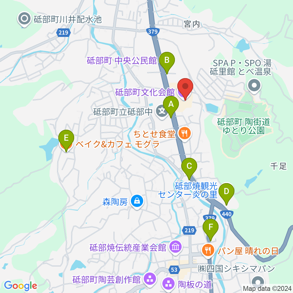 砥部町文化会館周辺のカフェ一覧地図