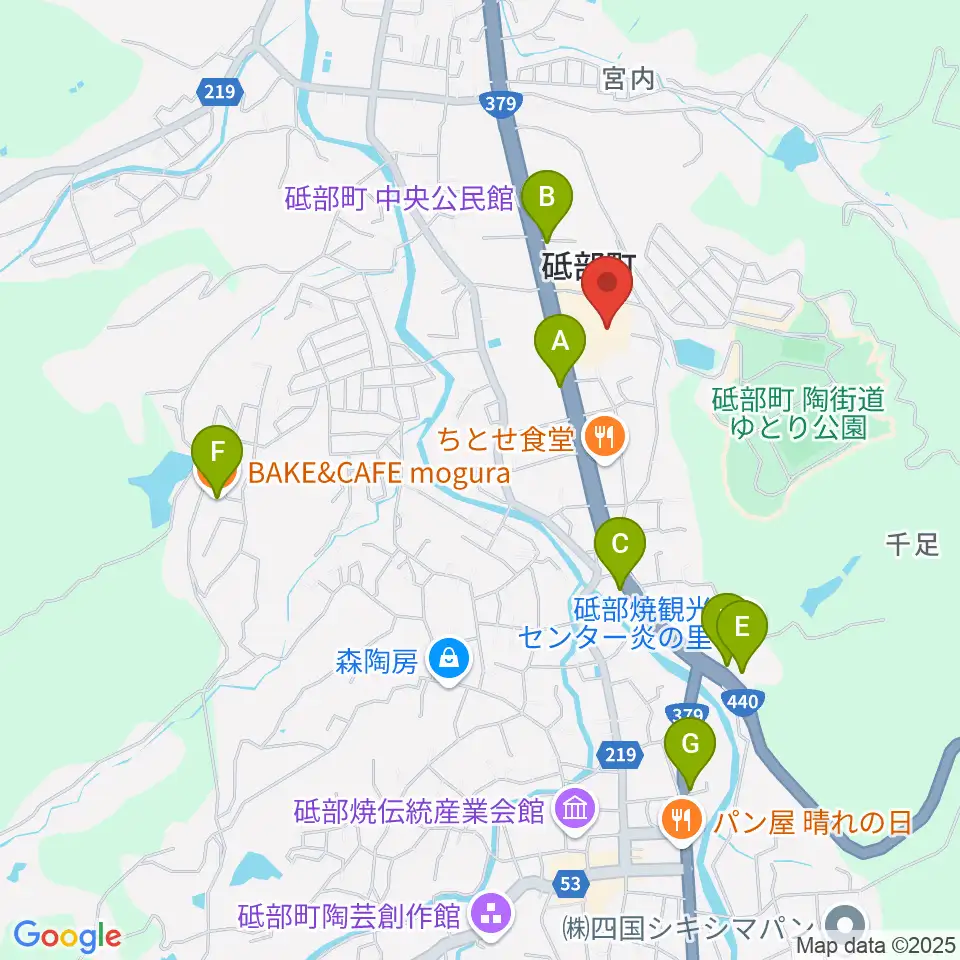 砥部町文化会館周辺のカフェ一覧地図