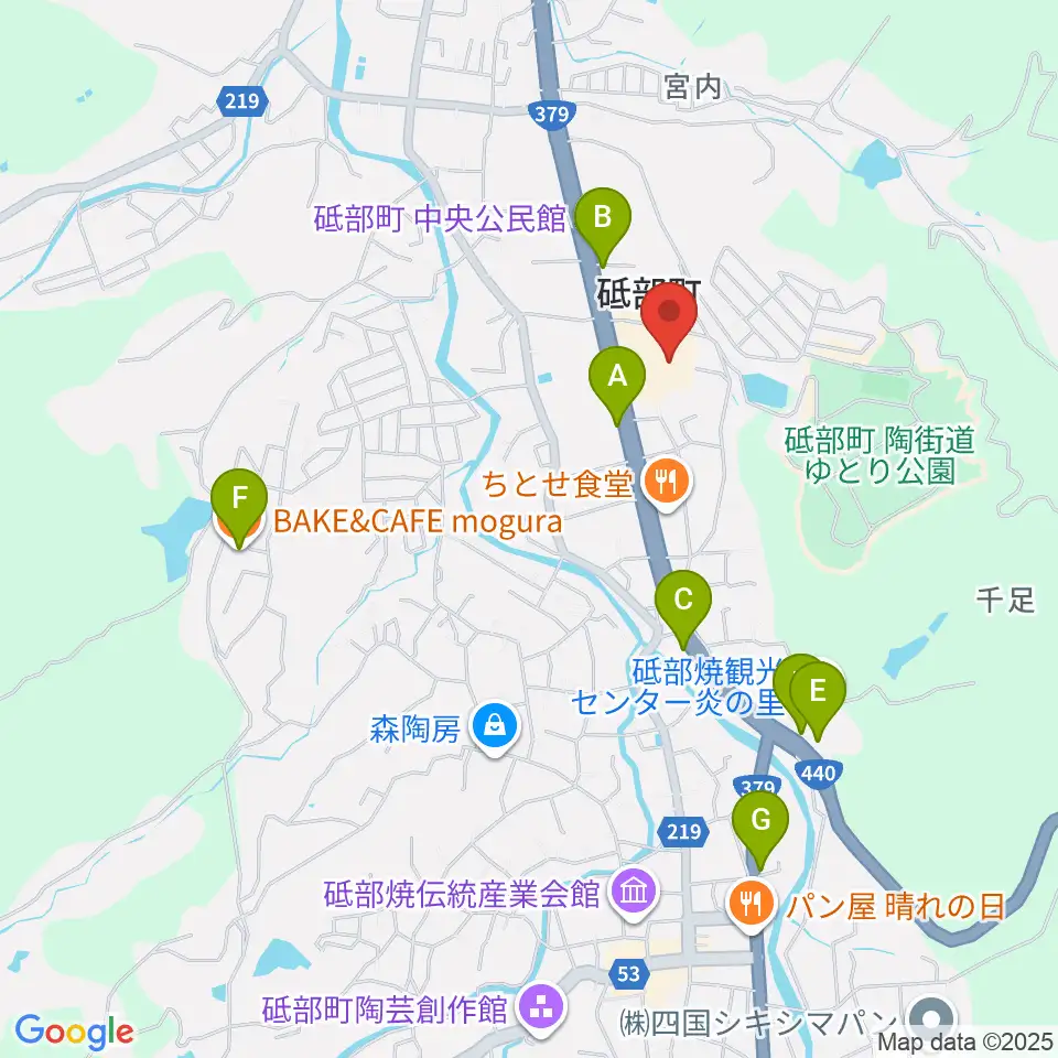 砥部町文化会館周辺のカフェ一覧地図