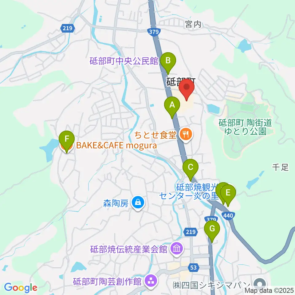 砥部町文化会館周辺のカフェ一覧地図