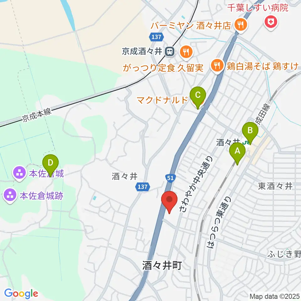 プリミエール酒々井周辺のカフェ一覧地図