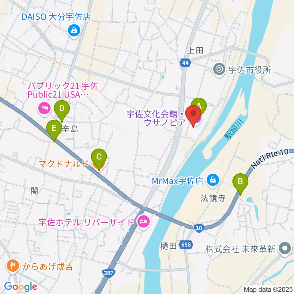 宇佐文化会館・ウサノピア周辺のカフェ一覧地図