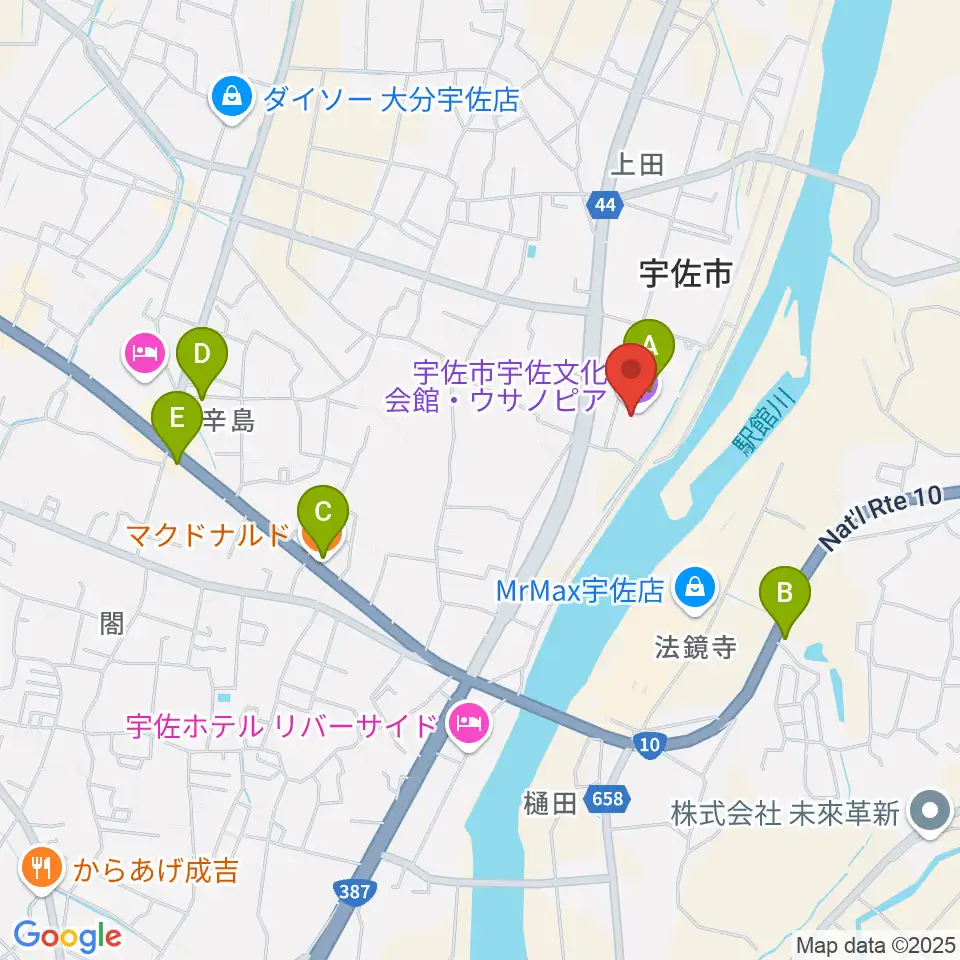 宇佐文化会館・ウサノピア周辺のカフェ一覧地図