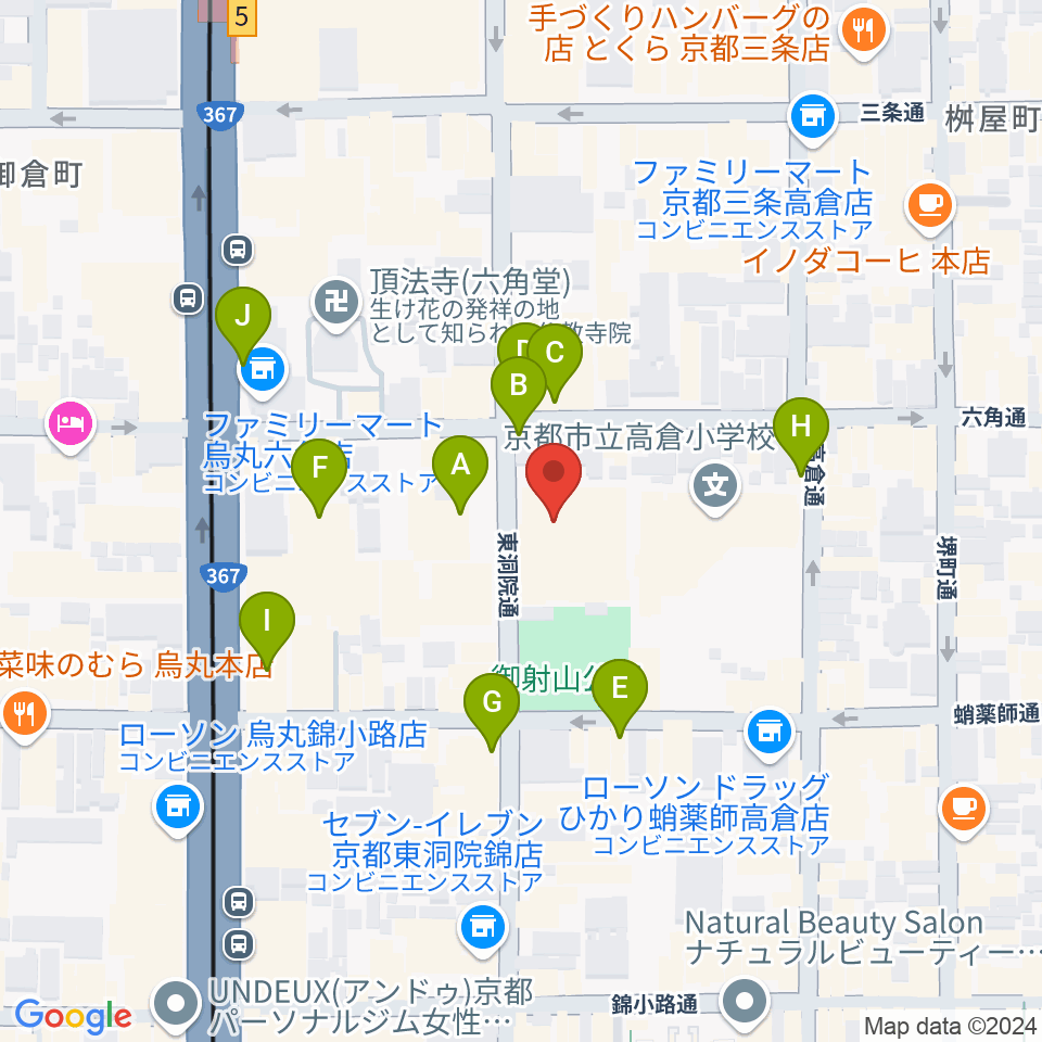 ウィングス京都周辺のカフェ一覧地図