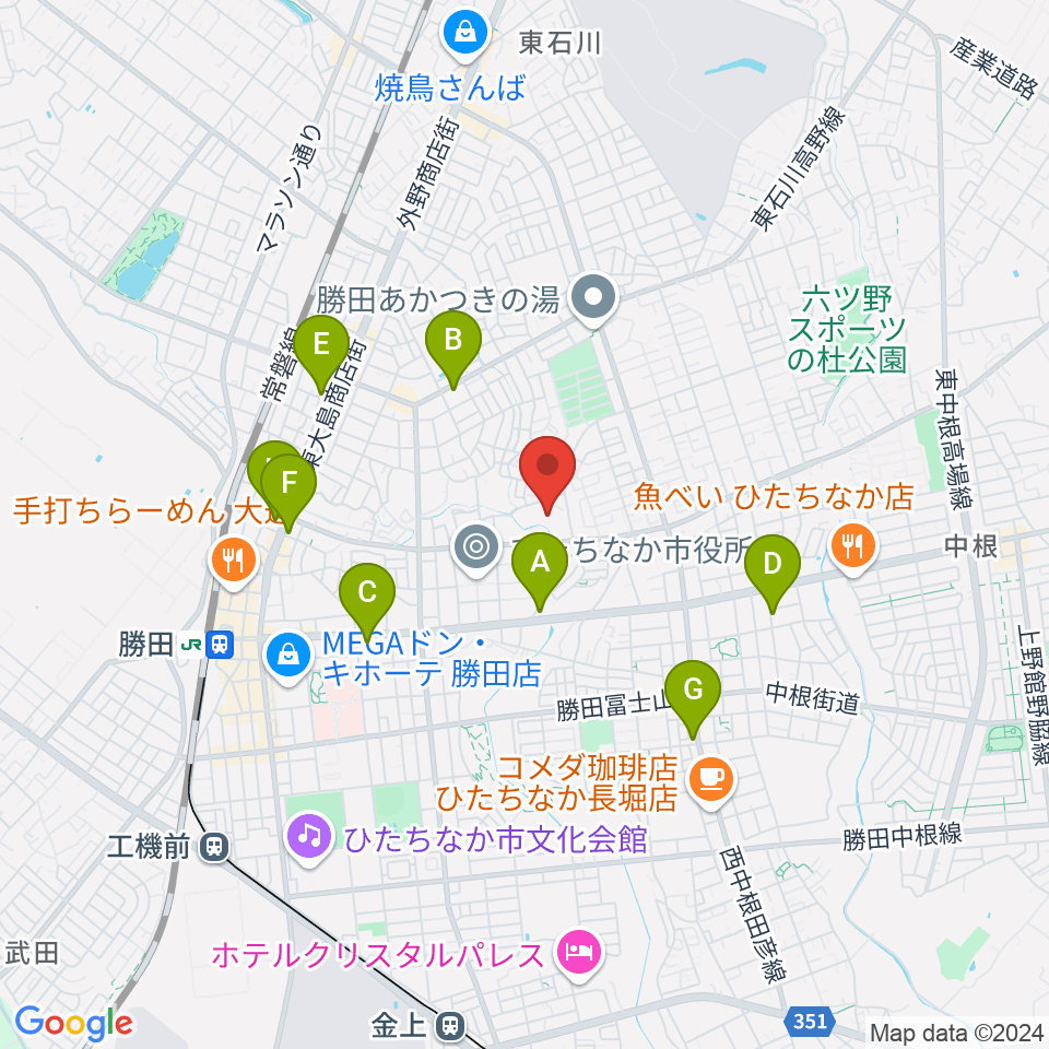 ワークプラザ勝田周辺のカフェ一覧地図