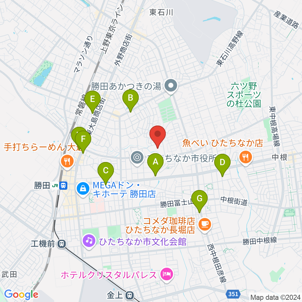 ワークプラザ勝田周辺のカフェ一覧地図