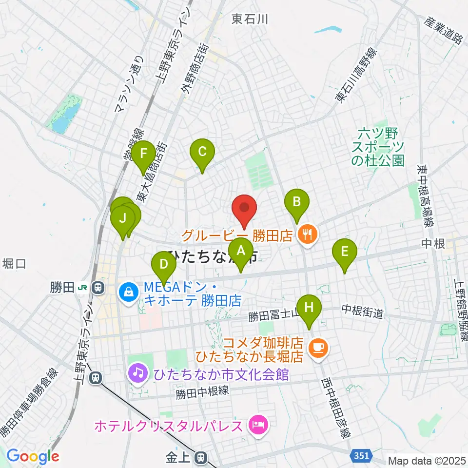 ワークプラザ勝田周辺のカフェ一覧地図