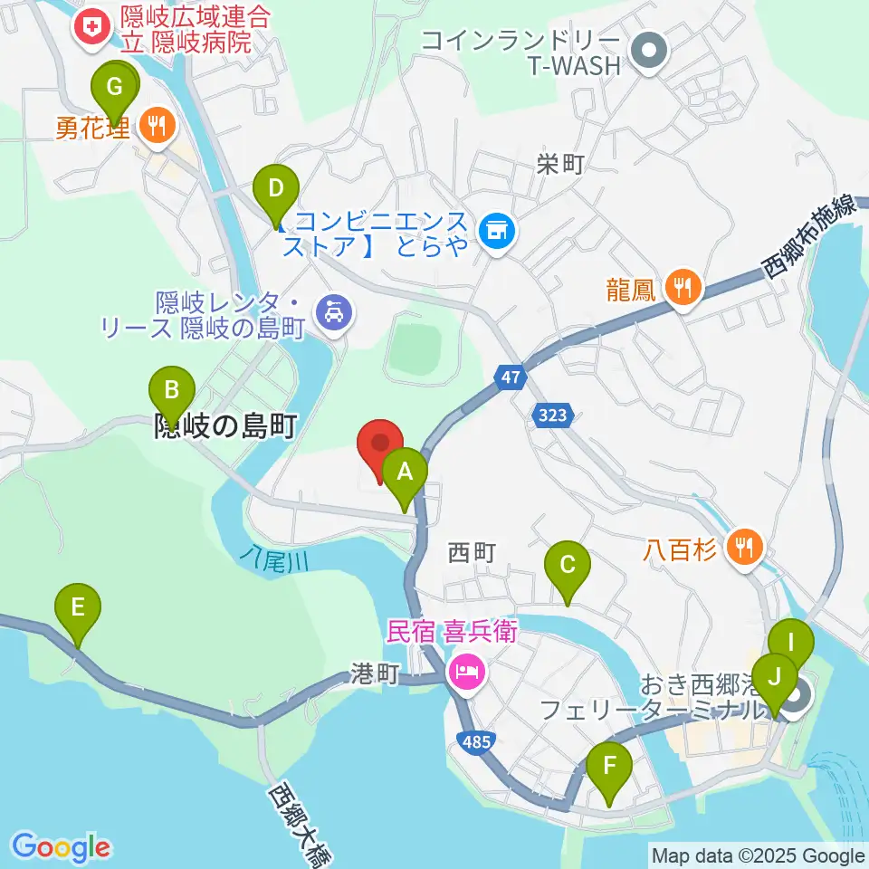 隠岐島文化会館周辺のカフェ一覧地図