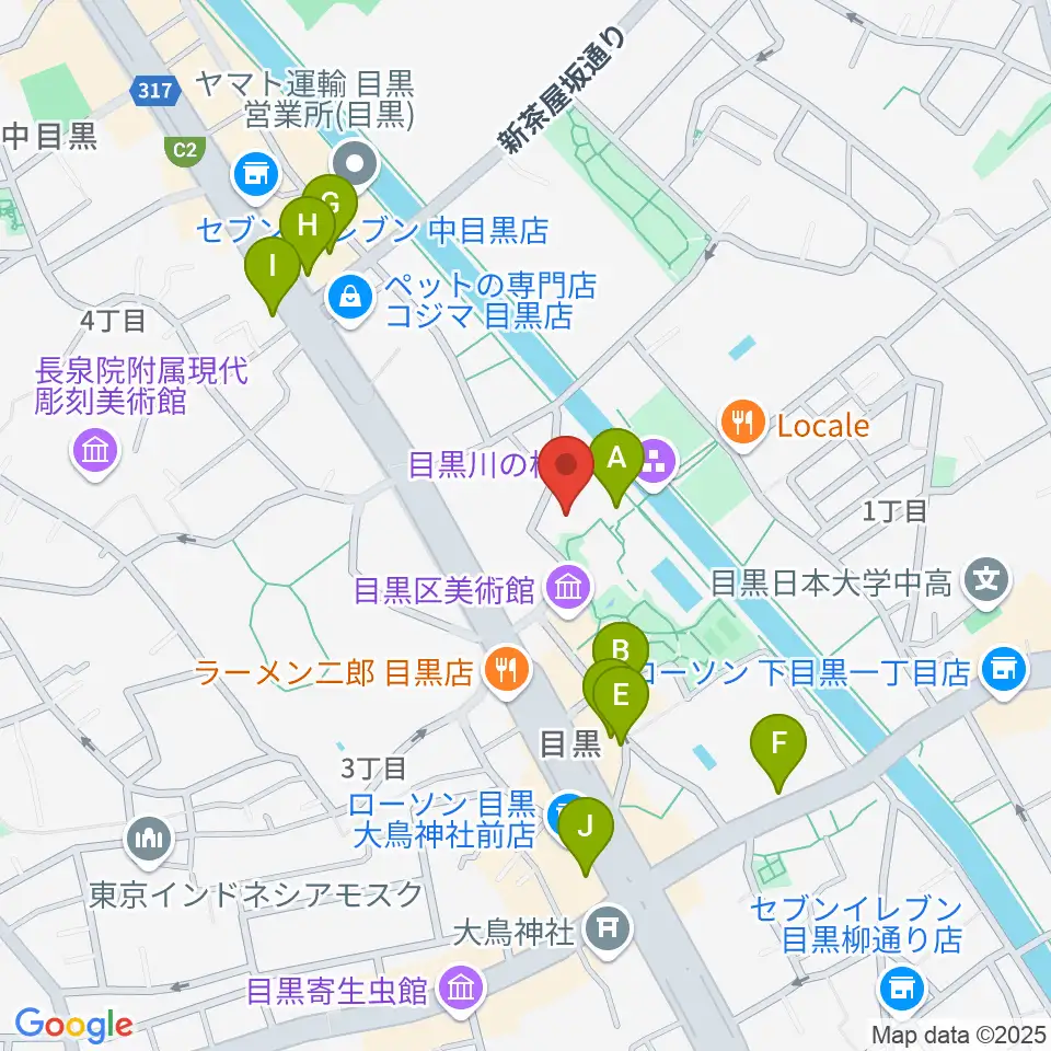 目黒区中小企業センターホール周辺のカフェ一覧地図