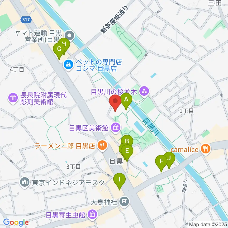 目黒区中小企業センターホール周辺のカフェ一覧地図