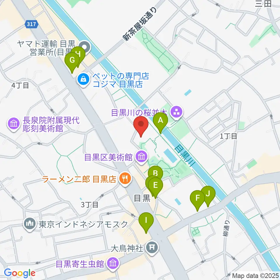 目黒区中小企業センターホール周辺のカフェ一覧地図
