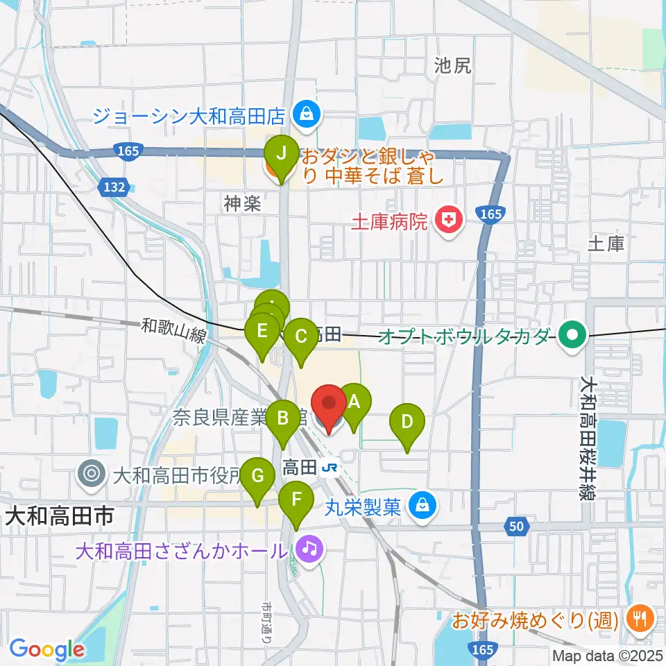 奈良県産業会館周辺のカフェ一覧地図
