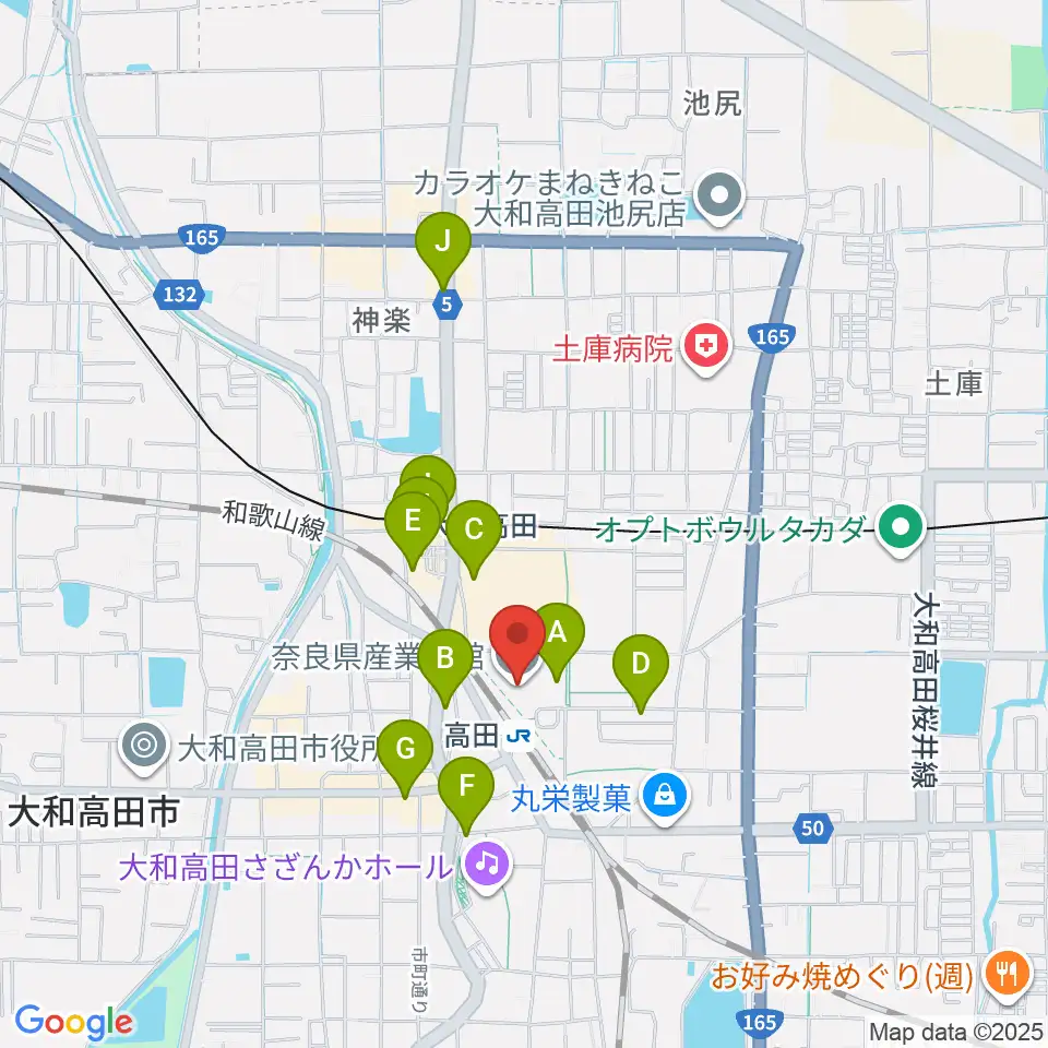 奈良県産業会館周辺のカフェ一覧地図