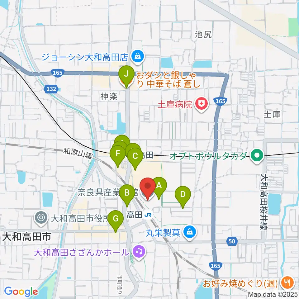 奈良県産業会館周辺のカフェ一覧地図