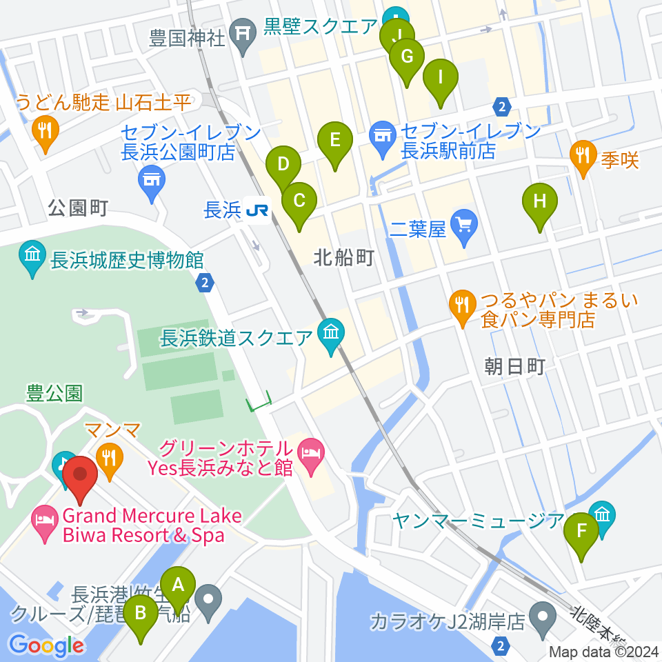 長浜文化芸術会館周辺のカフェ一覧地図