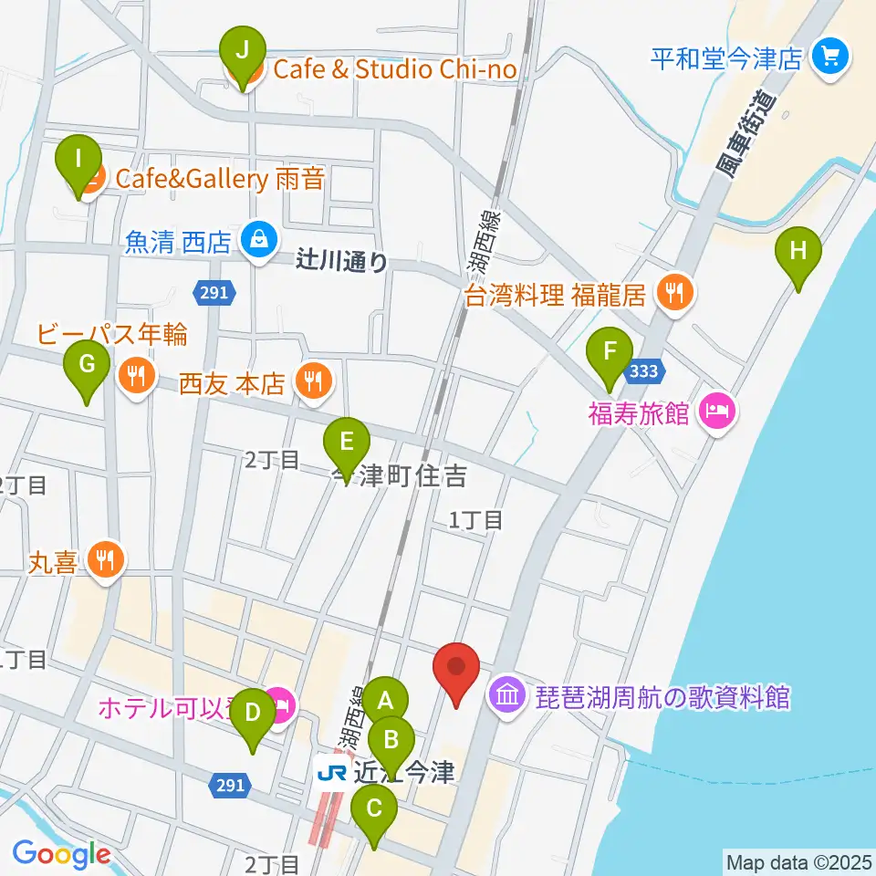 高島市民会館周辺のカフェ一覧地図
