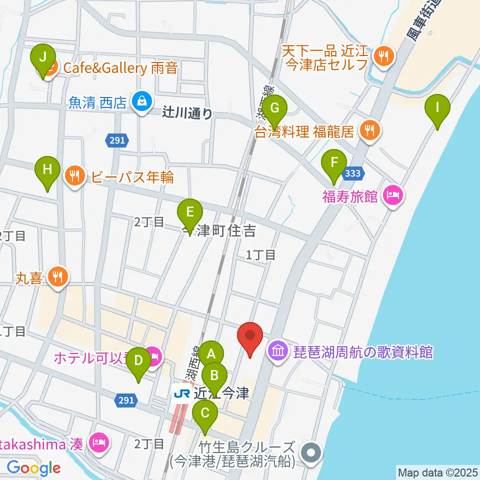 高島市民会館周辺のカフェ一覧地図